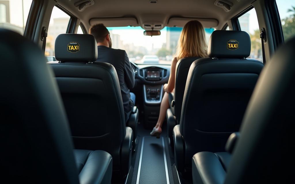 Interior view of a Sydney Metro Taxi showing spacious legroom